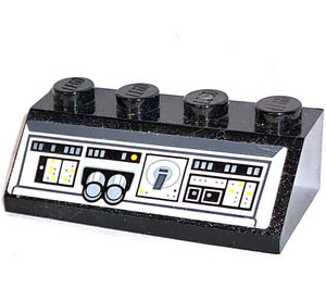 LEGO Noir Pente 2 x 4 (45°) avec Control Instruments Autocollant avec surface rugueuse (3037)