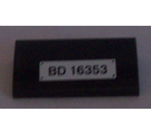 LEGO Black Slope 2 x 4 Curved with 'BD 16353' License Plate Sticker with Bottom Tubes (88930)