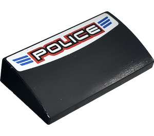 LEGO Black Slope 2 x 4 Curved with 'POLICE'   Sticker with Bottom Tubes (88930)
