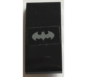 LEGO Schwarz Steigung 2 x 4 Gebogen mit Silber Batman Logo Aufkleber (93606)