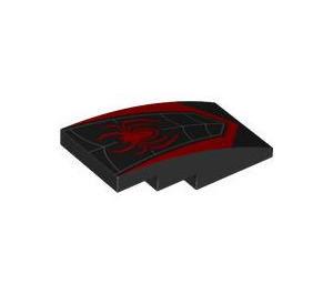 LEGO Black Slope 2 x 4 Curved with Spider (93606 / 100378)