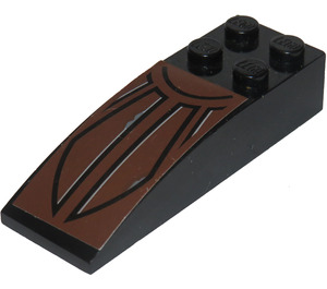 LEGO Noir Pente 2 x 6 Incurvé avec Brown Modèle Autocollant (44126)