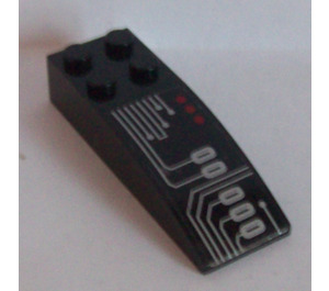LEGO Noir Pente 2 x 6 Incurvé avec Circuitry Modèle (La gauche Côté) Autocollant (44126)
