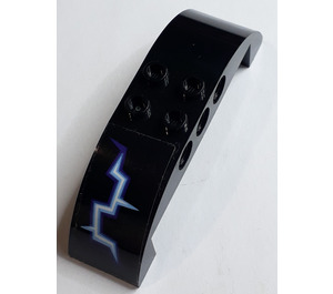 LEGO Black Slope 2 x 8 x 2 Curved with Dark Purple, Medium Blue and White Electricity Pattern Sticker (11290)