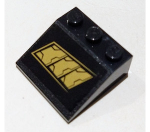 LEGO Noir Pente 3 x 3 (25°) avec 3 gold plates Modèle, La gauche Côté Autocollant (4161)