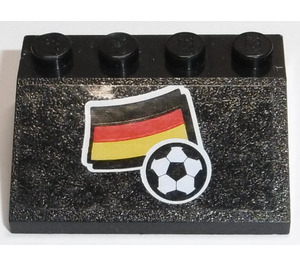 LEGO Black Slope 3 x 4 (25°) with German Flag and Soccer Ball Sticker (3297)