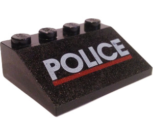 LEGO Black Slope 3 x 4 (25°) with "POLICE" (3297 / 83424)