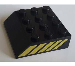 LEGO Noir Pente 4 x 4 (45°) avec Jaune Rayures (Both Sides) (30182)