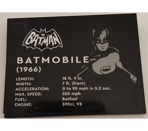 LEGO Noir Pente 6 x 8 (10°) avec Batman 1966 Batmobile Information Autocollant (3292)
