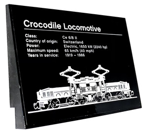 LEGO Zwart Helling 6 x 8 (10°) met Krokodil Locomotive Specs Sheet Sticker (4515)