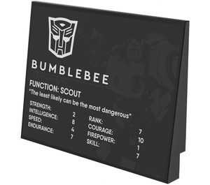 LEGO Black Slope 6 x 8 (10°) with Transformers Logo, ‘BUMBLEBEE’ and Bumblee Statistics Sticker (3292)