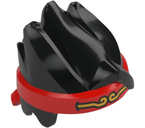 LEGO Noir Spiky Cheveux avec Rouge Hairband avec Gold (66092 / 66912)