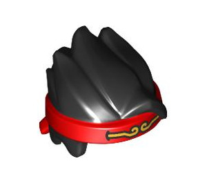 LEGO Black Spiky Hair with Red Hairband with Gold (66092 / 66912)