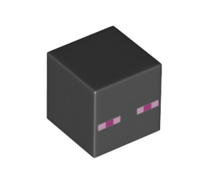 LEGO Black Square Minifigure Head with Enderman Purple Eyes (20052 / 28272)