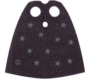 LEGO Black Standard Cape with Stars with Regular Starched Texture (702)