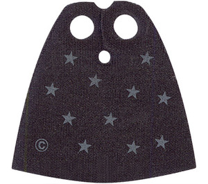 LEGO Black Standard Cape with Stars with Regular Starched Texture (702 / 40226)