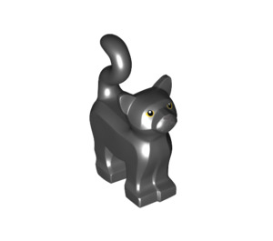 LEGO Schwarz Standing Katze mit Lang Schwanz mit Gelb Augen Muster (6175 / 22378)