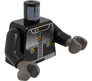 LEGO Black Studios Torso with Jacket with Silver Lines and Zipper Torso with Black Arms and Dark Gray Hands (973)