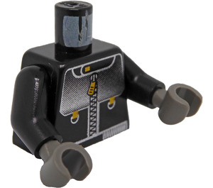 LEGO Black Studios Torso with Jacket with Silver Lines and Zipper Torso with Black Arms and Dark Gray Hands (973 / 73403)