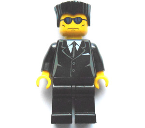 LEGO Black Suit, Blue Sunglasses, Flat Topped Hair Minifigure