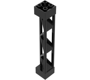 LEGO Schwarz Support 2 x 2 x 10 Träger Dreieckig Vertikal (Typ 1 - Festes Oberteil, 3 Pfosten) (30517)