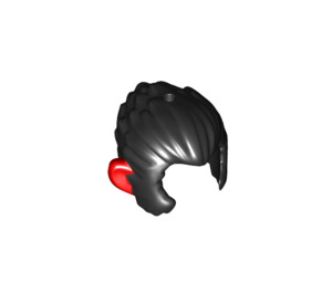 LEGO Schwarz Swept Der Rücken Haar und Sideburns mit rot Ohren (53094 / 100924)