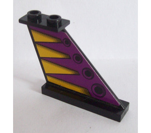 LEGO Schwarz Schwanz 4 x 1 x 3 mit Purple und Gelb Marking Aufkleber (2340)