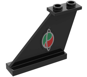 LEGO Schwarz Schwanz 4 x 1 x 3 mit Raum Octan Logo (Recht) Aufkleber (2340)