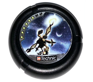 LEGO Černá Technic Bionicle Zbraň Throwing Disk s Jet / Judge, 6 pips, holding Nahoru glowing disk (32171)