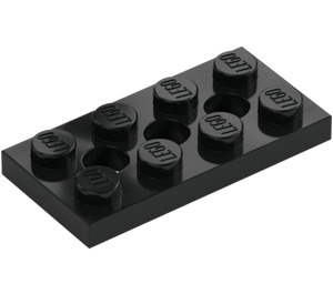 LEGO Black Technic Plate 2 x 4 with Holes (3709)