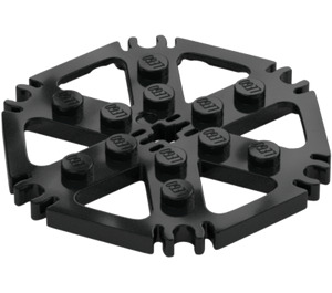 LEGO Svart Technic Platta 6 x 6 Hexagonal med Six Ekrar och Clips med solida knoppar (69984)