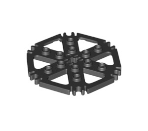 LEGO Zwart Technic Plaat 6 x 6 Hexagonal met Six Spokes en Clips met volle noppen (69984)