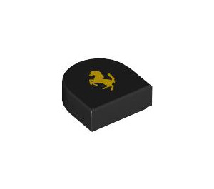 LEGO Black Tile 1 x 1 Half Oval with Ferrari Horse (24246 / 103718)