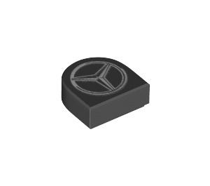LEGO Black Tile 1 x 1 Half Oval with Mercedes Star Logo (24246 / 88090)