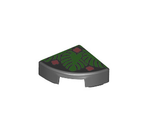 LEGO Schwarz Fliese 1 x 1 Quartal Kreis mit Green Palm Blätter (25269 / 82889)