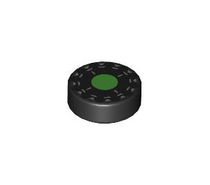LEGO Noir Tuile 1 x 1 Rond avec Green Cercle (35380 / 105362)