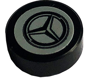 LEGO Black Tile 1 x 1 Round with Logo Mercedes Sticker (35380)