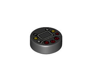 LEGO Noir Tuile 1 x 1 Rond avec rouge Dials et blanc Screen (35380 / 92788)