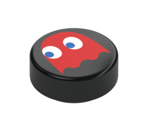 LEGO Black Tile 1 x 1 Round with Red Pacman ghost (35380 / 103636)