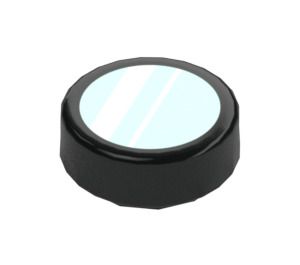 LEGO Black Tile 1 x 1 Round with White Reflection Lines on Light Aqua (35380 / 79537)