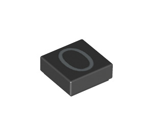 LEGO Black Tile 1 x 1 with "0" with Groove (11619 / 13448)