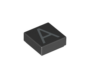 LEGO Black Tile 1 x 1 with 'A' with Groove (11520 / 13406)