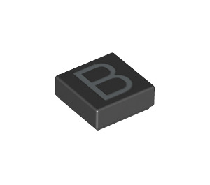 LEGO Schwarz Fliese 1 x 1 mit 'B' mit Nut (11532 / 13407)
