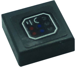 LEGO Zwart Tegel 1 x 1 met Buttons Sticker met groef (3070)