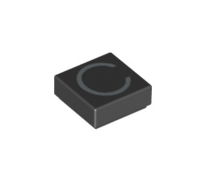 LEGO Black Tile 1 x 1 with 'C' with Groove (11535 / 13408)