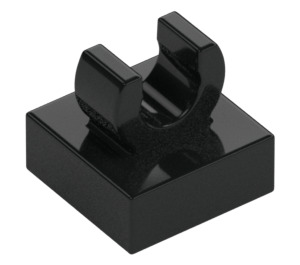 LEGO Schwarz Fliese 1 x 1 mit Clip (Erhöhtes "C") (15712 / 44842)