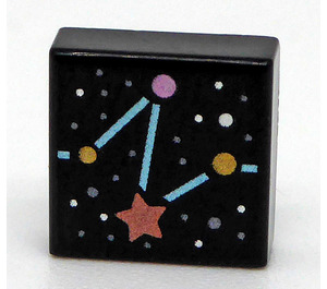 LEGO Schwarz Fliese 1 x 1 mit Constellation mit Nut (3070)