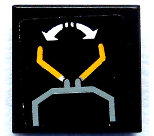 LEGO Black Tile 1 x 1 with Crane Sign Sticker with Groove (3070)