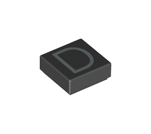 LEGO Black Tile 1 x 1 with 'D' with Groove (11536 / 13409)