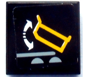 LEGO Black Tile 1 x 1 with Dump Truck Sign Sticker with Groove (3070)